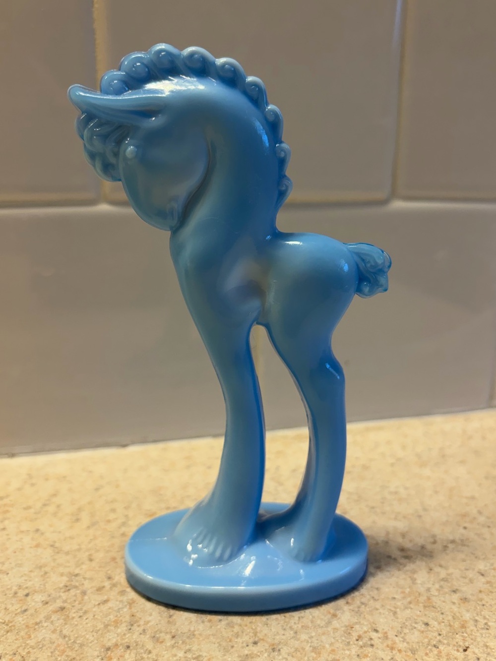 Mosser Blue Milk Glass Decorative Trojan Horse Pony Figurine - Picture 6 of 12
